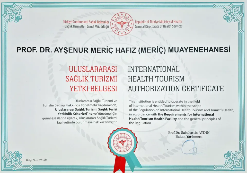 Republic of Türkiye Ministry of Health, International Health Tourism Authorization Certificate, no. ST-1670